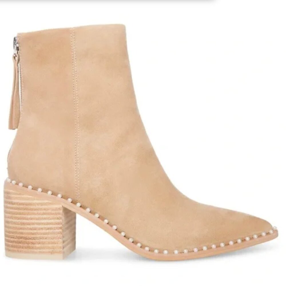 Steve Madden Womens Aquarius Suede Block Heel Ankle Boots